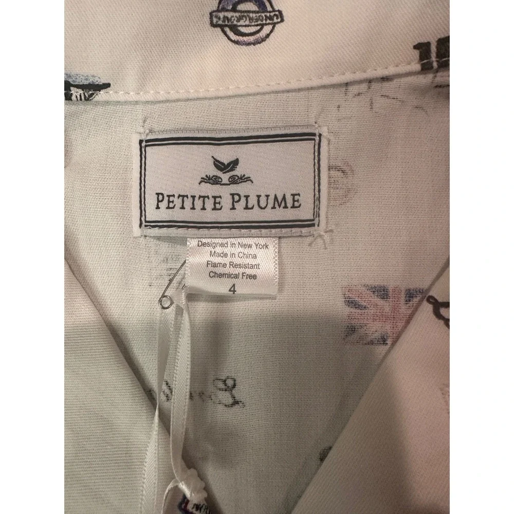 Petite Plume Boys London Is Calling Pajamas Set White Blue Red Size 4 NWT